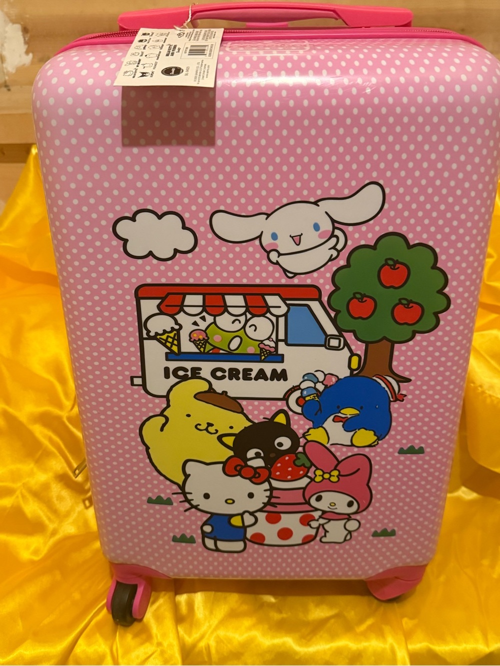 NWT-Sanrio-Hello Kitty-Hard-Shell Suitcase with Characters - Pink Brand New!